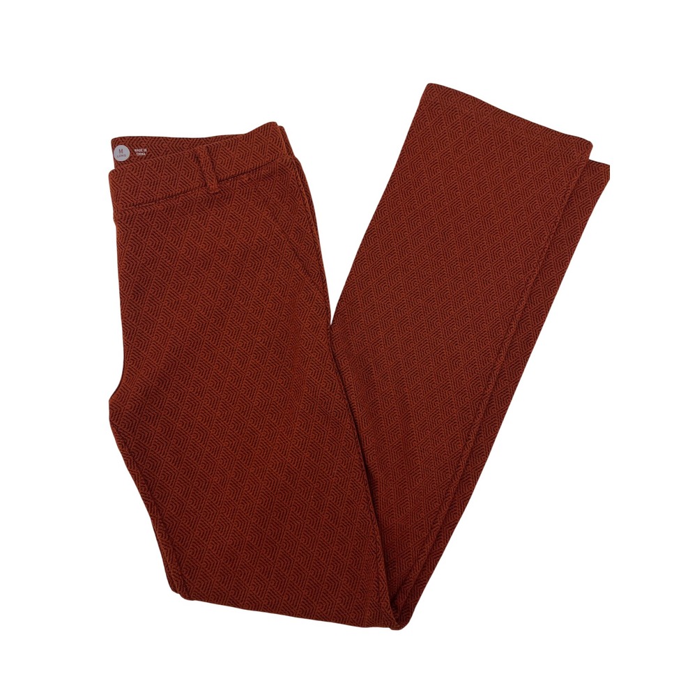 Betabrand Dress Pant Yoga Pants‎ Womens M Long Rust Orange Geometric Jacquard